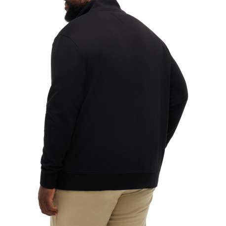 Gilet zippé en coton noir uni avec une coupe droite et un col montant - Image 3