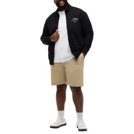 Gilet zippé en coton noir uni avec une coupe droite et un col montant - Image 4