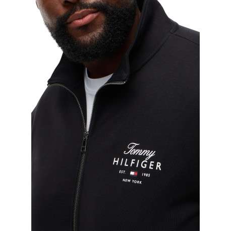 Gilet zippé en coton noir uni avec une coupe droite et un col montant - Image 5