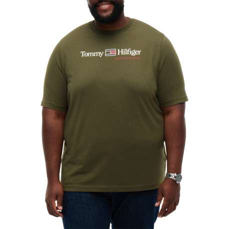 T-shirt kaki uni en coton biologique avec une coupe droite et un col rond - Image 2