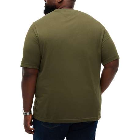 T-shirt kaki uni en coton biologique avec une coupe droite et un col rond - Image 3