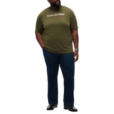T-shirt kaki uni en coton biologique avec une coupe droite et un col rond - Image 4