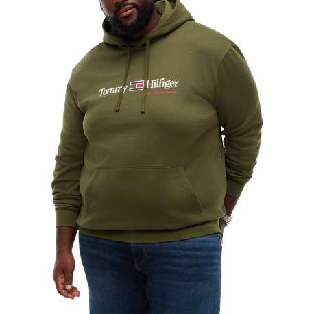 Sweat à capuche kaki uni avec une coupe droite et des manches longues - Image 2