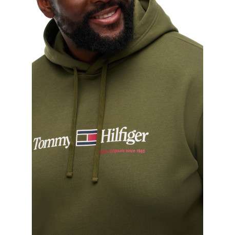 Sweat à capuche kaki uni avec une coupe droite et des manches longues - Image 5