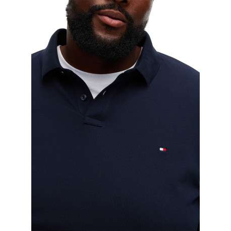 Polo en coton biologique marine uni avec un col boutonné et des manches longues - Image 4