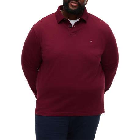 Polo en coton biologique bordeaux uni avec un col à revers boutonné - Image 2