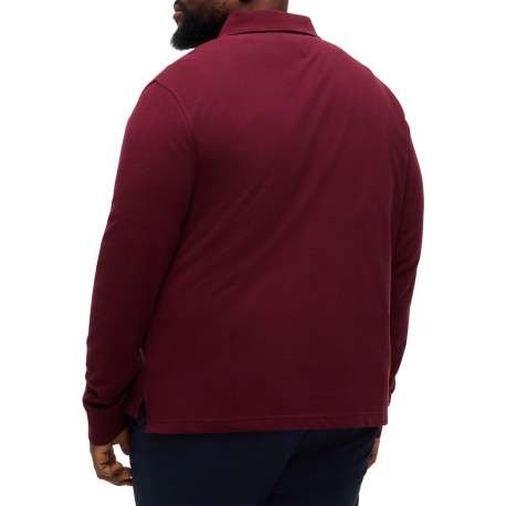 Polo en coton biologique bordeaux uni avec un col à revers boutonné - Image 3