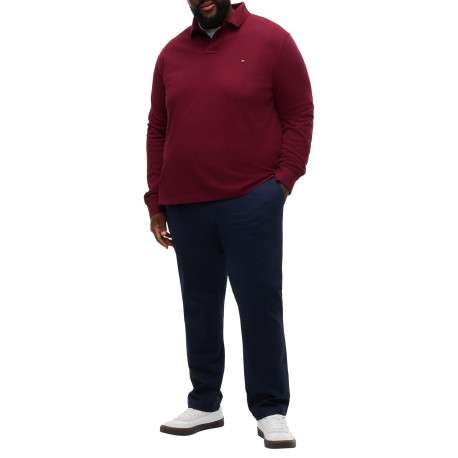 Polo en coton biologique bordeaux uni avec un col à revers boutonné - Image 4