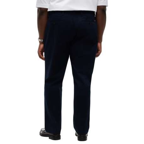 Pantalon chino marine uni en coton avec une coupe droite et 4 poches - Image 3