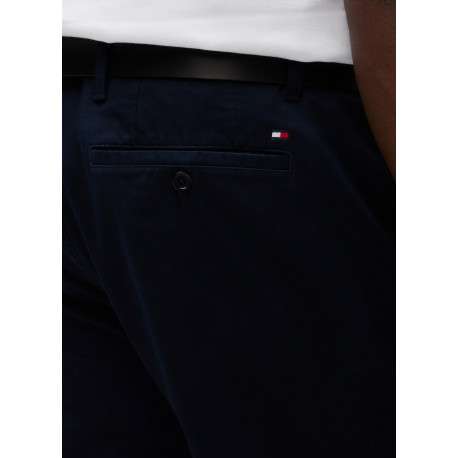 Pantalon chino marine uni en coton avec une coupe droite et 4 poches - Image 5