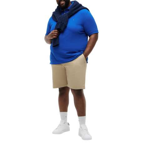 Polo bleu uni en coton biologique avec une coupe droite et un col à revers - Image 4
