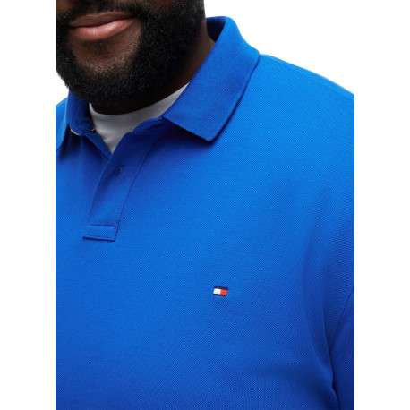 Polo bleu uni en coton biologique avec une coupe droite et un col à revers - Image 5