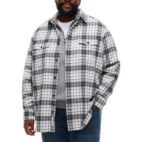 Chemise blanche et grise à rayures en coton biologique avec un col à revers - Image 2