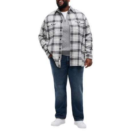 Chemise blanche et grise à rayures en coton biologique avec un col à revers - Image 4