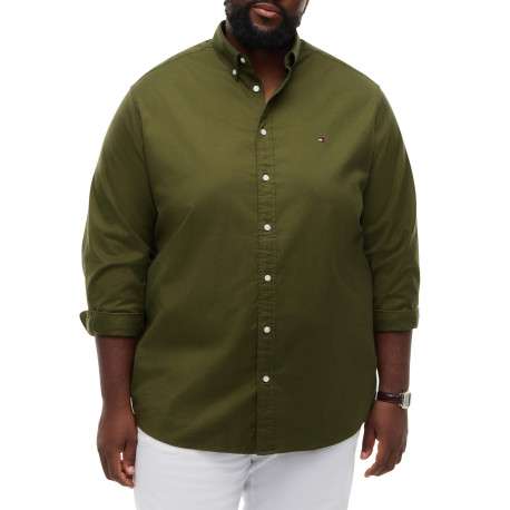 Chemise en coton kaki unie avec une coupe droite et un col boutonné - Image 2