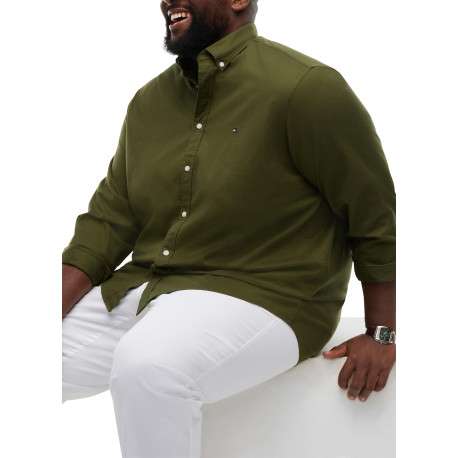 Chemise en coton kaki unie avec une coupe droite et un col boutonné - Image 5