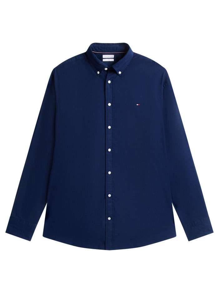 Chemise bleu marine unie en...