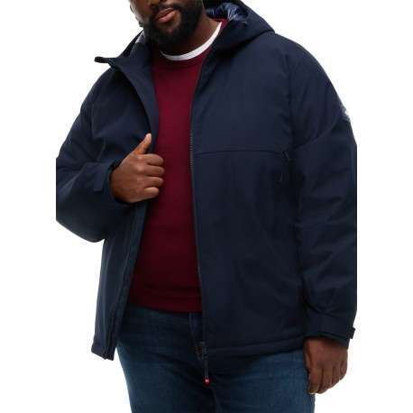 Blouson à capuche marine uni avec une coupe droite et une fermeture zippée - Image 2