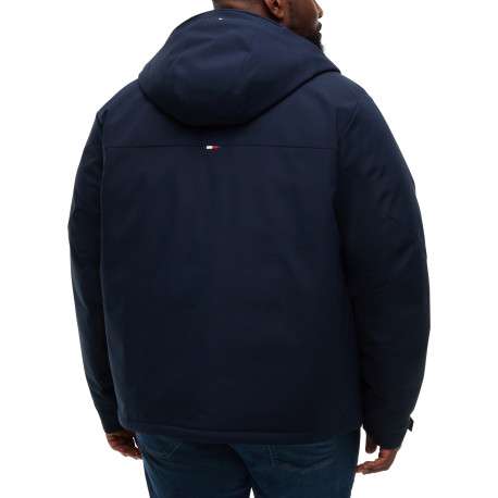Blouson à capuche marine uni avec une coupe droite et une fermeture zippée - Image 3
