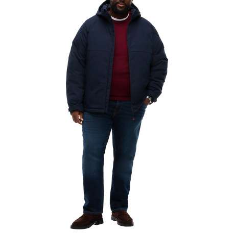 Blouson à capuche marine uni avec une coupe droite et une fermeture zippée - Image 5