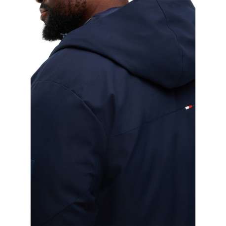 Blouson à capuche marine uni avec une coupe droite et une fermeture zippée - Image 6