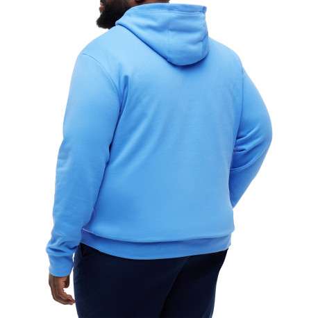 Sweat à capuche bleu uni en coton biologique avec manches longues - Image 3