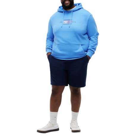 Sweat à capuche bleu uni en coton biologique avec manches longues - Image 4