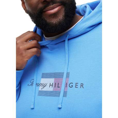 Sweat à capuche bleu uni en coton biologique avec manches longues - Image 5