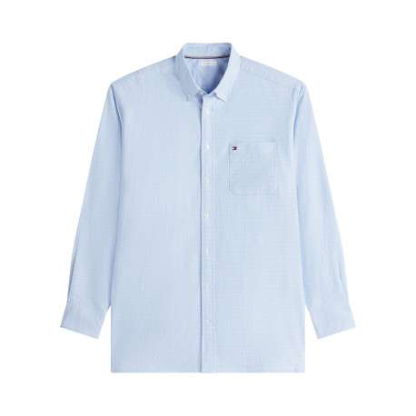 Chemise bleu ciel à motifs en coton biologique avec un col à revers boutonné