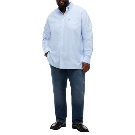 Chemise bleu ciel à motifs en coton biologique avec un col à revers boutonné - Image 4