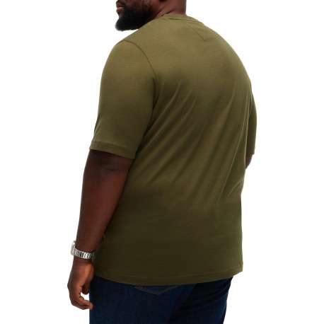 T-shirt kaki uni en coton biologique avec une coupe droite et un col rond - Image 3