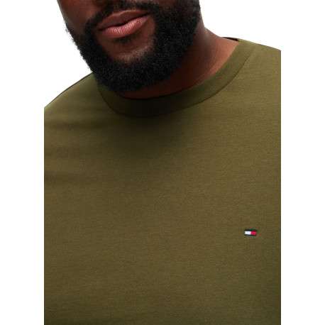 T-shirt kaki uni en coton biologique avec une coupe droite et un col rond - Image 5