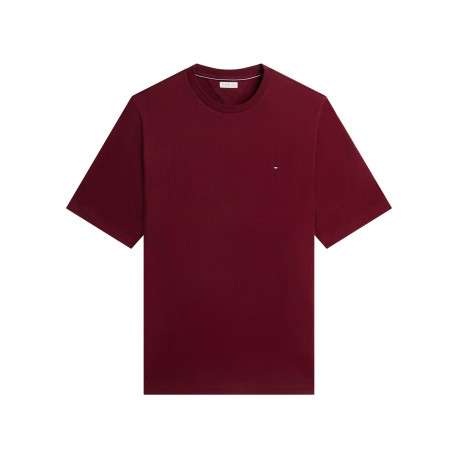 T-shirt bordeaux uni en coton biologique avec un col rond et à manches courtes