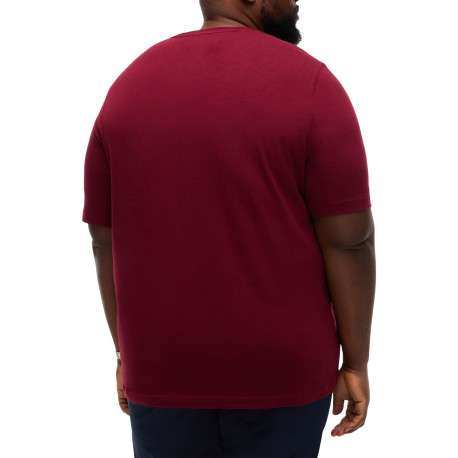 T-shirt bordeaux uni en coton biologique avec un col rond et à manches courtes - Image 3