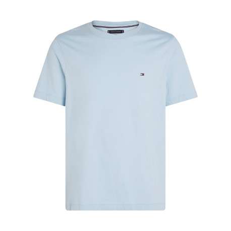 T-shirt en coton ciel à coupe droite pourvu d'un col rond et de manches courtes