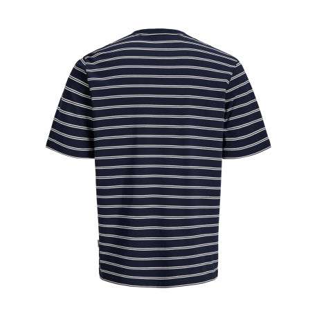 T-shirt en coton biologique marine à rayures pourvu d'une coupe droite - Image 2