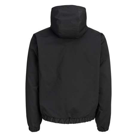 Blouson noir à coupe droite pourvu d'un col à capuche et de manches longues - Image 2
