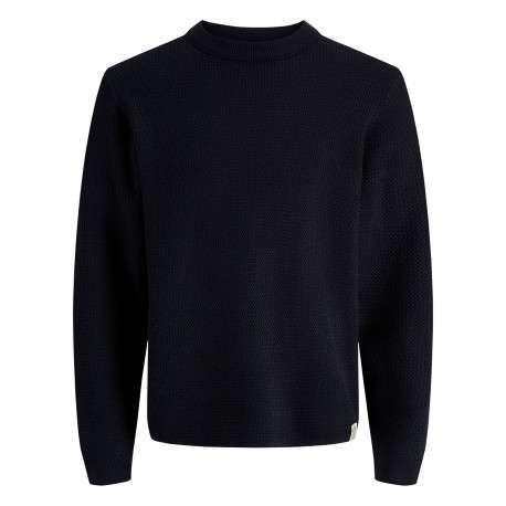 Pull marine à coupe droite pourvu d'un col rond et de manches longues