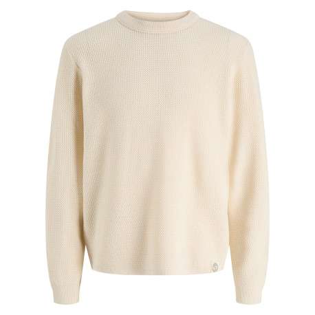 Pull écru à coupe droite pourvu d'un col rond et de manches longues