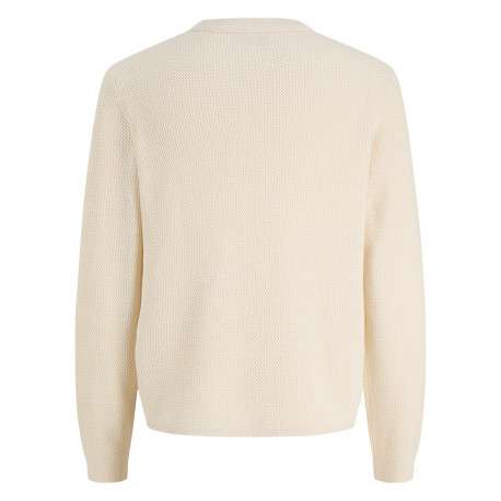 Pull écru à coupe droite pourvu d'un col rond et de manches longues - Image 2