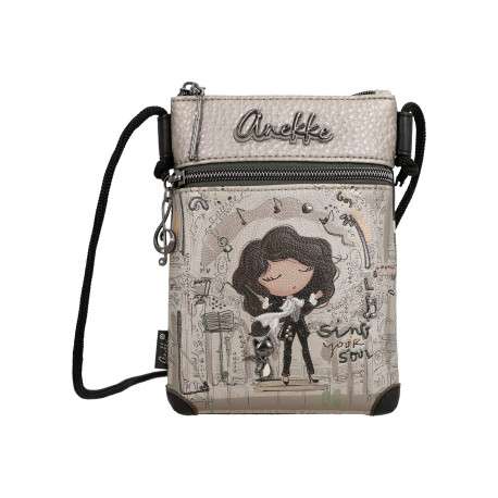Mini sac multicolore à illustrations musicales doté de deux compartiments zippés