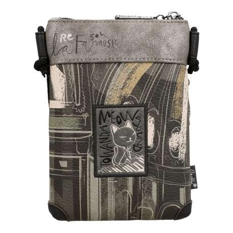 Mini sac multicolore à illustrations musicales doté de deux compartiments zippés - Image 2