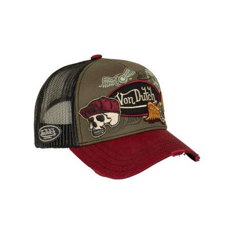 Casquette bordeaux imprimée pourvue d'une fermeture à pression snapback