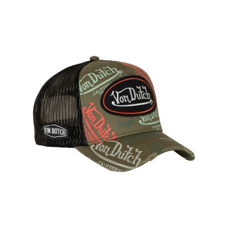 Casquette kaki imprimée pourvue d'une fermeture à pression snapback
