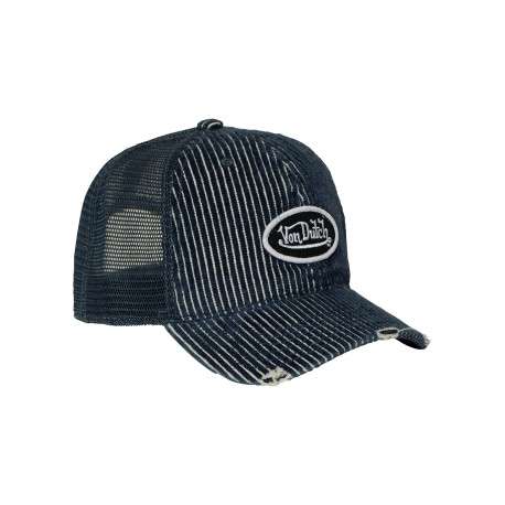 Casquette bleue pourvue d'une fermeture à pression snapback à l'arrière