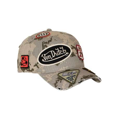 Casquette en coton beige pourvue d'une fermeture à pression snapback