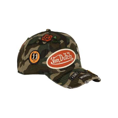 Casquette en coton multicolore pourvue d'une fermeture à pression snapback