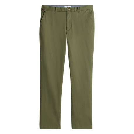 Pantalon chino Denton en coton kaki à coupe droite pourvu de poches