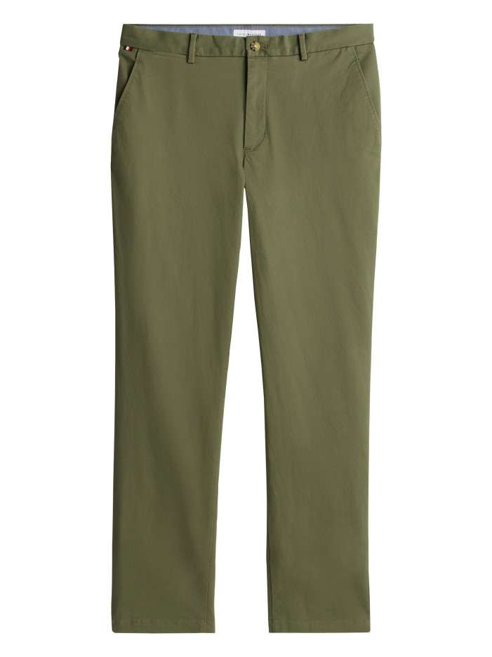 Pantalon chino Denton en coton kaki à coupe droite pourvu de poches