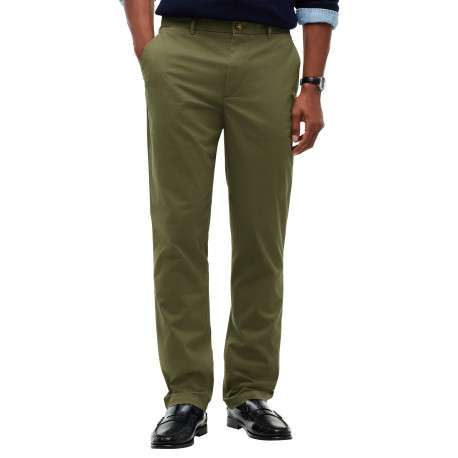 Pantalon chino Denton en coton kaki à coupe droite pourvu de poches - Image 2